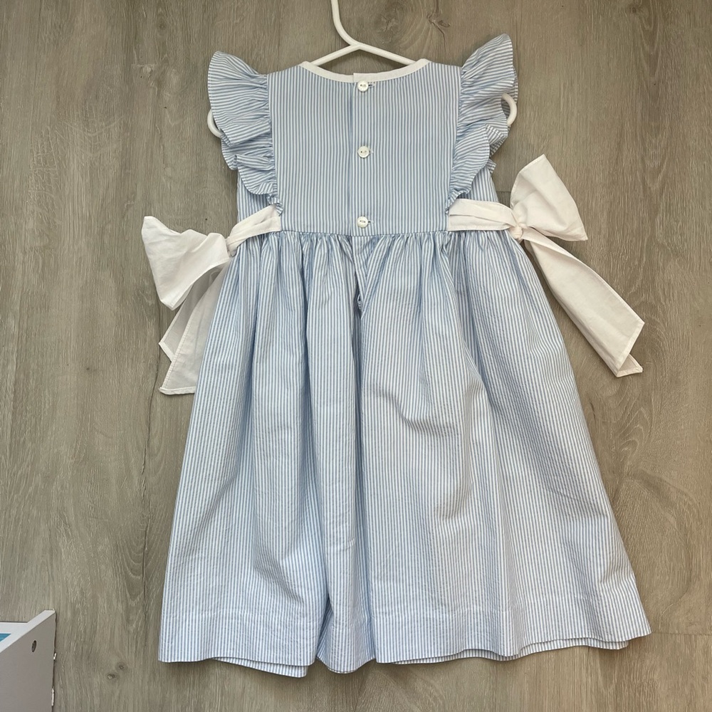Blue and White Striped Dress with Animal Embroidery - Picture 4 of 4
